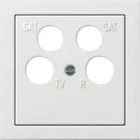 Zentraleinsatz mit Zentralplatte 4fach für Koaxial-Antennensteckdose mit 2 SAT-Anschlüssen, Adapter weiß, Retail