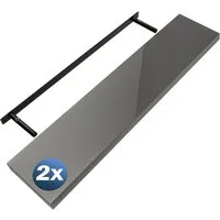 Casaria Wandregal, Grau Hängeregal mit Halterung 15kg Tragkraft Küche Hochglanz 110cm