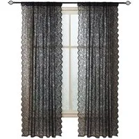 Agger Vorhang 2er Set Gardinen transparent Blumen Stickerei, Modern