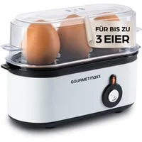 GOURMETmaxx Eierkocher für 3 Eier 210W weiß, 210 W, mit Messbecher & Eierstecher - kompakt