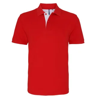 Asquith & Fox Herren Classic Fit Kontrast-Poloshirt (Rot/Weiß)