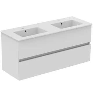 Ideal Standard Möbelpaket Eurovit+ m.WT 121cm Weiss u.Schrank 120cm 2Ausz. Hgl.weiss lackiert, R0576 R0576WG