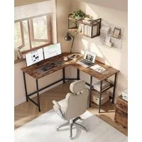 VASAGLE Schreibtisch L-förmiger Computertisch, Eckschreibtisch, Gaming, Homeoffice, 130 x 130 x 76 cm, mit 2 Ablagen, platzsparender, einfacher Aufbau