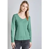 STREET ONE Langarmshirt mit abgerundetem V-Ausschnitt