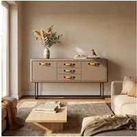 FUFU&GAGA Sideboard 160cm Leder-Optik, Vintage Kommode Industrial Style