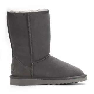 Damen Winterstiefeletten aus echtem Schaffell in Grau mit Wildleder-Optik - Dämmerung