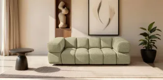 Sofa Designersofa BLANCHE 3-Sitzer in Stoff Puente Olivgrün