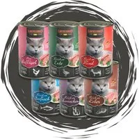 Leonardo Catfood Nassfutter Mix - Rind, Ente, Geflügel Pur, Leber, Kaninchen & Seefisch 6x400g, Nassfutter für: Katzen
