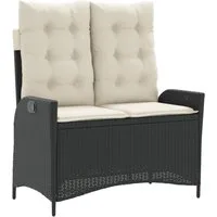vidaXL Gartenbank Gartenbank Verstellbar mit Kissen Schwarz Poly Rattan (1-St)