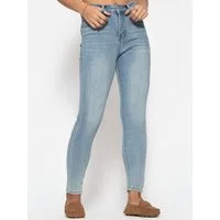SASSYCLASSY Skinny-fit-Jeans High Waist Skinny Jeans Damen Stretchy Skinny-Fit-Jeans Blue Denim figurbetont elastisch Hellblau Dunkelblau