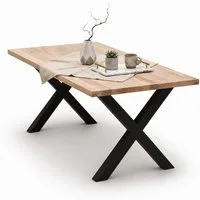 Liadomo Esstisch Glasgow, Esszimmertisch, Holztischplatte aufgedoppelt, Eiche massiv geölt, wählbare Größen und Metallgestelle