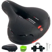 Feel2Home Fahrradsattel Fahrradsattel Ergonomischer Sitz Gel Schaum Rückstrahler rot und blau (Stück, mit Sattelbezug), Atmungsaktiv