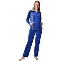 RAIKOU Hausanzug Nicki Velours Damen Hausanzug Freizeitanzug Jogginganzug (mit Reißverschluss und Leo Print, 2 tlg) weiche Baumwolle-Polyester-Gemisch