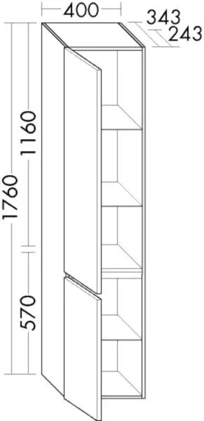 Burgbad Hochschrank Lin20 Melamin 1760x400x245 Kieselgrau Matt, HSPD040RF6798 HSPD040RF6798
