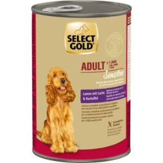 SELECT GOLD Nassfutter Hund Sensitive Adult Lamm mit Lachs und Kartoffel 12x400 g