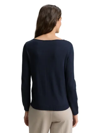 Tom Tailor - Strickpullover mit U-Boot-Ausschnitt sky captain blue - Gr. - S