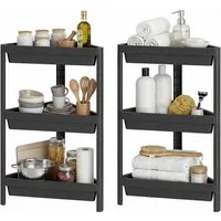 COSTWAY Eckregal, stehend 2er Set Badregal mit abnehmbarem Design & Ablauflöchern PP
