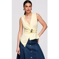 OMBRE Blusentop Damen Bluse V-Ausschnitt Wickeldesign Ärmellos (kein Set, 1-tlg) Wickeldesign, Drapierung in der Taille