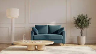 BRUNO Schlafsofa 120cm in Petrol Türkis | Flow | stabiles Massivholz & Boxspringkomfort
