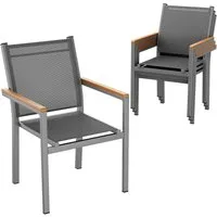 TLGREEN Stapelstuhl (2/4er Set)Aluminium Outdoor-Gartenstuhl,Maximale Belastung 150kg (WPC Handlauf,Balkonstühle, 4 St), für Terrasse, Balkon, Terrasse, Pool, Restaurants