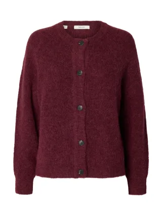 selected women - SLWLULU LS KNIT SHORT CARDIGAN NOOS Tawny Port - Gr. - S