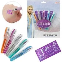 Toi-Toys Kreativset ICE PRINCESS 5 Tattoo Gelstifte, mit Schablonen