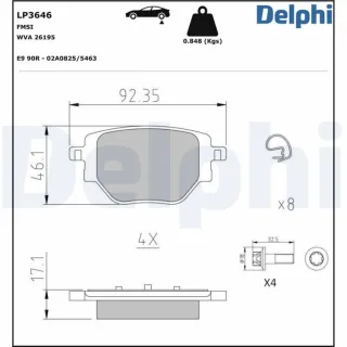 Delphi Bremsbel?ge hinten Opel Corsa Peugeot 2008 208