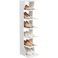 VASAGLE Schuhregal Standregal, platzsparend, für Eingangsbereich, Ecke, Schuhablage, schmal, mit 7 Ebenen, 30 x 26,4 x 110,4 cm