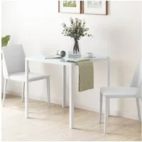 HOMCOM Esstisch für 4 Personen, aus Hartglas (Esszimmertisch, 1-St., Küchentisch), bis 80 kg belastbar, für Küche, Esszimmer, 75 x 75 x 75 cm, Weiß