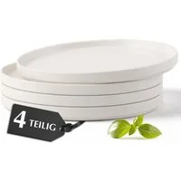 MiaMio Teller-Set Luxe Kuchenteller 4er-Set Weiß (4-tlg), Steingut
