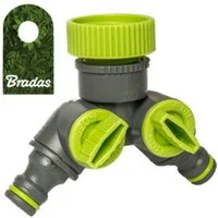 Bradas Y-Stück 2-Wege Hahnanschluss 3/4" und 1" 2x regulierbare Abgänge, (1-tlg)