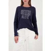 Monari Langarmshirt Rundhalsausschnitt, Regular Fit, mit Strasssteinen