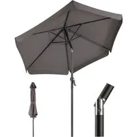 Sekey Sonnenschirm 200 cm Gartenschirm Rund Marktschirm Knickbar mit Kurbel, LxB: 200x200 cm, mit Überhang, Windstabil & neigbar, ideal für Balkon, Garten, UV 50+