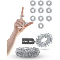 NEOLYMP Shiatsu-Akupressurgerät Akupressur Ring 10er Set - Anti Stress Fingermassageringe - Edelstahl, Akupressur Ring im 10er Set, Skills Set für Panikattacken & ADHS Hilfsmittel- fördert Durchblutung, Skills Set - Elastischer Stress Ring für dein W