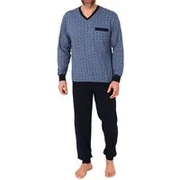 Normann Pyjama Normann Herren Schlafanzug lang mit Bündchen und Minimal Print-Optik