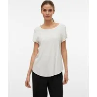 Vero Moda Blusenshirt VMBELLA SS TOP WVN GA NOOS Viskosemischung, abgerundeter Saum