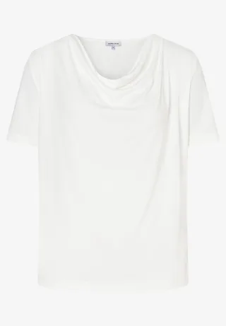 MORE & MORE - Shirt mit Wasserfall-Ausschnitt weiß - Gr. - 46