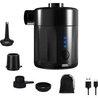 ibettertec Akku-Luftpumpe Akku-Luftpumpe Elektrische Luftpumpe 5Kpa Schnell Inflator mit 4 Düsen (Set, 4 Luftdüse, Ladekabel, Aufbewahrungstasche, Luftpumpe), 2-in-1 Aufblasen & Absaugen Elektrische Pumpe für Zuhause und Auto