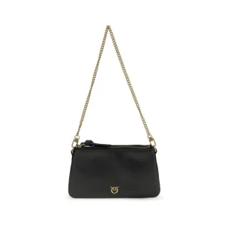 PINKO Schwarze Kalbsleder Bos Taurus Schultertasche
