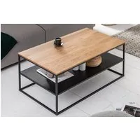 riess-ambiente Couchtisch APARTMENT 95cm natur / schwarz (Einzelartikel, 1-St), Wohnzimmer · Eiche-Massivholz · mit Ablage · Metall-Gestell · Design