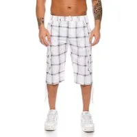 Kendindza Cargobermudas 3/4 Bermuda Shorts Herren, Kurze Hose Herren, Cargo Shorts Dehnbund Taschen Capri Cargohose kurz