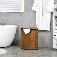 HOMCOM Wäschekorb mit Deckel 55L Laundry Baskets mit Griffen, herausnehmbarer Wäschesack (Wäschetonne, 1 St., Wäschesammler), für Waschküche Badezimmer Schlafzimmer Braun
