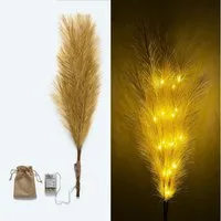 Kunstpflanze künstliches Pampasgras mit LED-Beleuchtung, Timer - 80 bis 115 cm groß - Kunstgräser, Online-Fuchs, Dekoration für Frühling, Sommer, Herbst & Winter