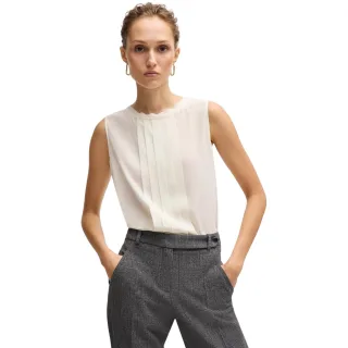 Boss - Bluse für Damen, Schmuckkragen, Regulär, Ärmellos (Weiß)
