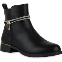 VAN HILL 840507 Stiefelette Damen Leicht Gefütterte Klassische Stiefeletten Zierperlen