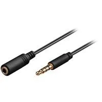 Kopfhörer- und Audio Verlängerungskabel AUX > 3,5mm 4 Pin slim schwarz, 3 Meter