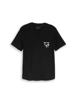 Denim Tom Tailor - T-Shirt mit Brusttasche mit Print black - Gr. - XL
