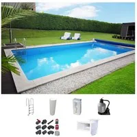 KWAD Rechteckpool mit Edelstahlleiter (Set), in verschiedenen Größen, mit Foliensack 0,6mm