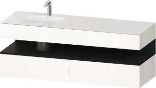 Duravit Qatego Einbauwaschtisch mit Konsolenwaschtischunterbau Weiß Hochglanz 1600x500x600 mm - QA47 QA4795016220010