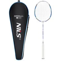 Nils Badmintonschläger Schläger Badminton weiß/blau mit Schutzhülle